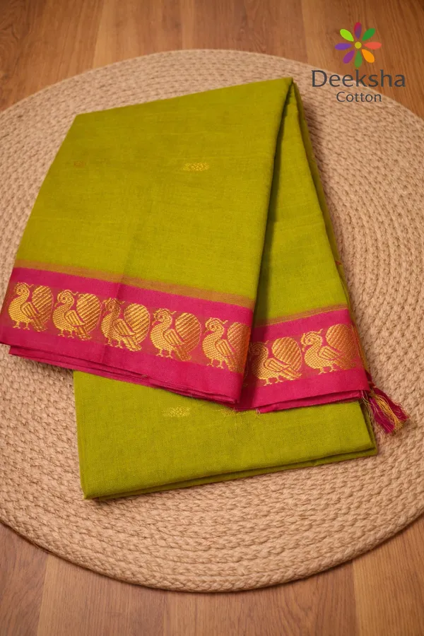 Chartreuse_Yellow_Shrinidhi_Butta_Chettinadu_Cotton_Saree_Contrast_Chitt_Pallu