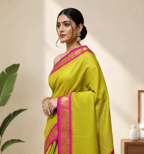Chartreuse_Yellow_Shrinidhi_Butta_Chettinadu_Cotton_Saree_Contrast_Chitt_Pallu