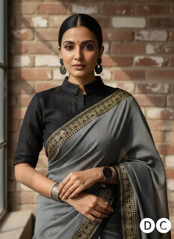 Steel_Grey_Kalyani_Narayan_PethMasarasaised__Cotton_Saree_With_Kalamkari_1_Meter_Matching_Blouse_Free_For_Women