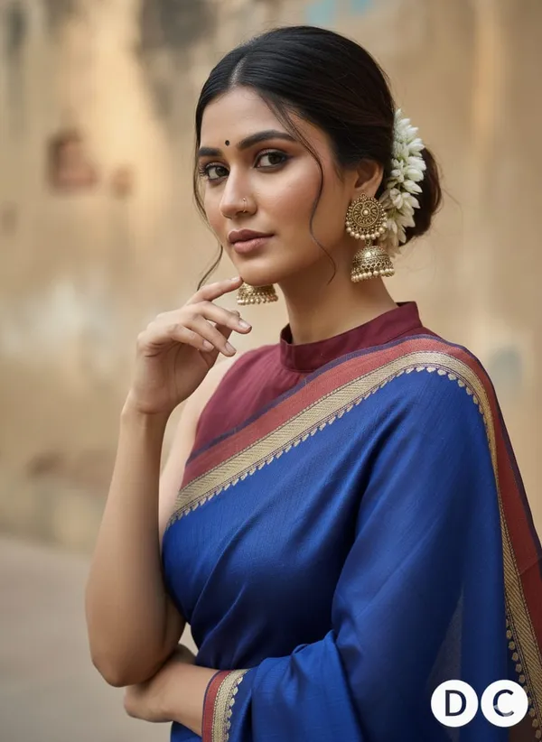 Violet_Blue_Gouthami_Narayanpet_CottonMasarasaised__And_Kalamkari_1_Meter_Matching_Blouse_Free_For_Women