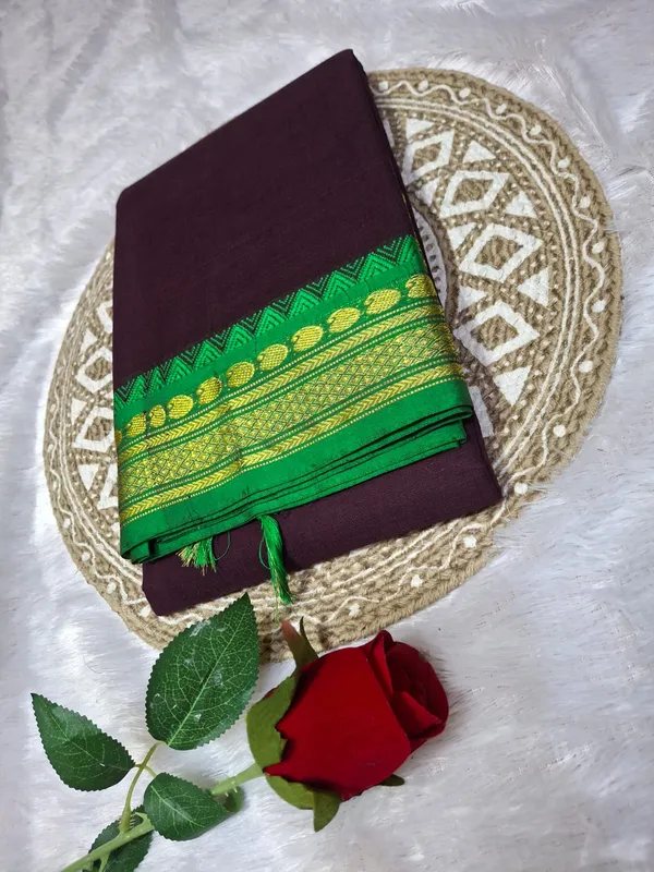 Coffee_Brown_Kajal_Collection_Pure_Cotton_Saree_And_Kalamkari_1_Meter_Matching_Blouse_Free_For_Women