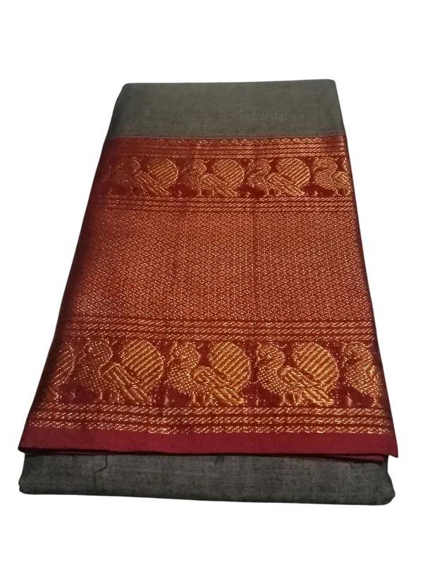 Beige_With_Golden_Jari_Jacquard_Border_Narayan_Peth_Cotton_Masarasaised_Saree
