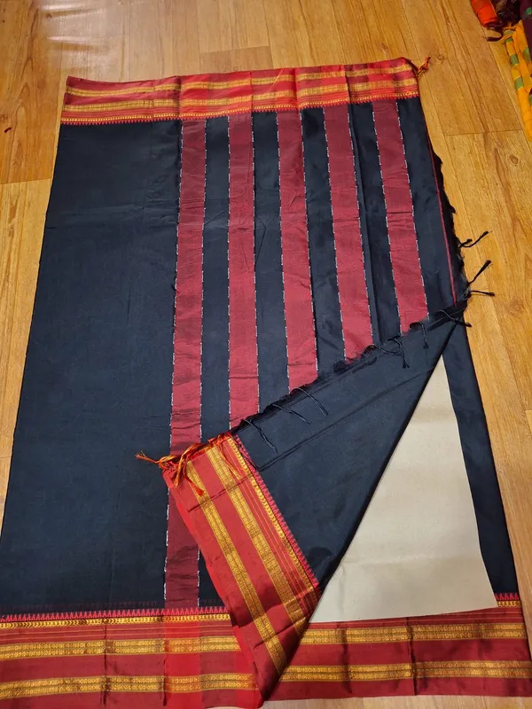 Black_Saree_With_Maroon_Border_Shridevi_Rudraksha_Cotton_Saree