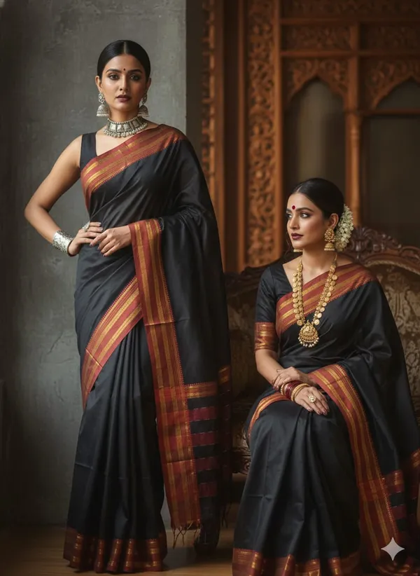Black_Saree_With_Maroon_Border_Shridevi_Rudraksha_Cotton_Saree