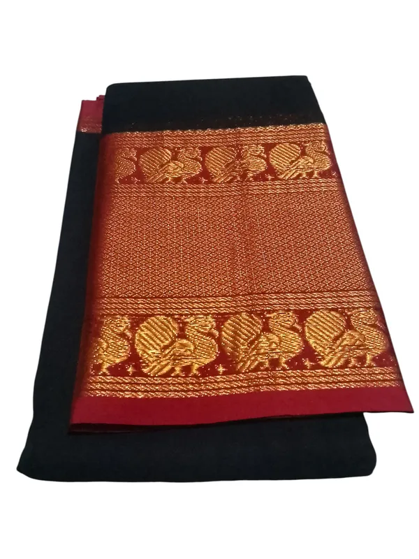 Black_With_Golden_Jari_Jacquard_Border_Narayan_Peth_Cotton_Masarasaised_Saree