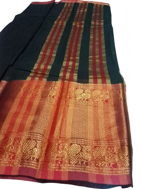 Black_With_Golden_Jari_Jacquard_Border_Narayan_Peth_Cotton_Masarasaised_Saree