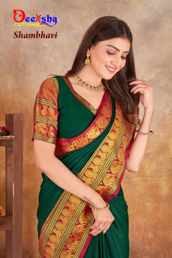 Botle_Green_Shambhavi_Naarayanpeth_Cotton_Mesaraissed_Saree_With_Kalamakari_1_Meter_Blouse_Free_For_Women