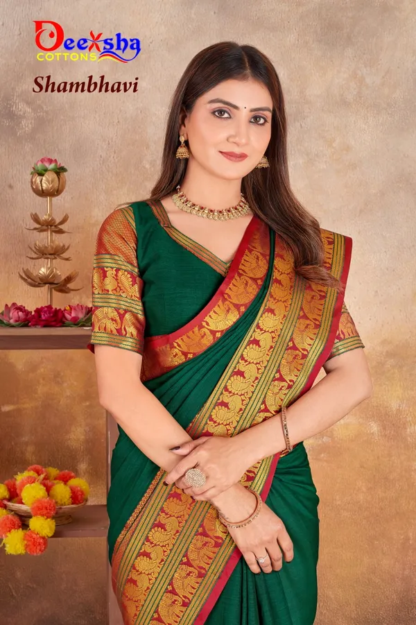 Botle_Green_Shambhavi_Naarayanpeth_Cotton_Mesaraissed_Saree_With_Kalamakari_1_Meter_Blouse_Free_For_Women