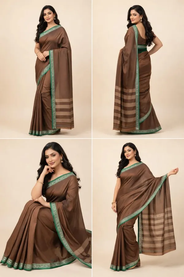 Brown_Aragini_NarayanpethMasarasaised__Cotton_Saree_With_Kalamakari_1_Meter_Blouse_Free_For_Women