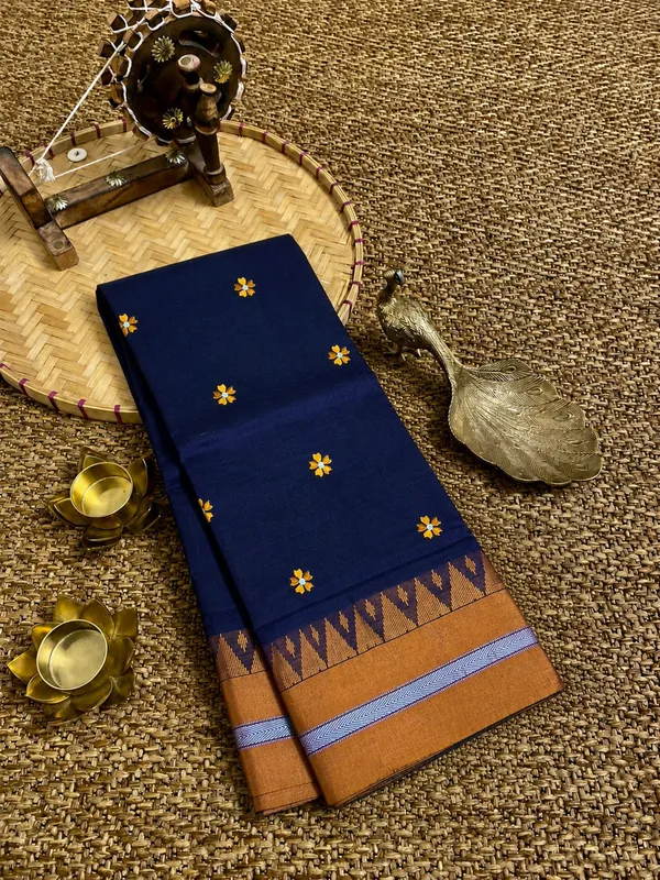Deeksha_Cotton_|_Meenakashi_acralic_cotton_hand_embrodary_flowers_buttas_work_Violet_blue_saree_for_women_-_Quality_product