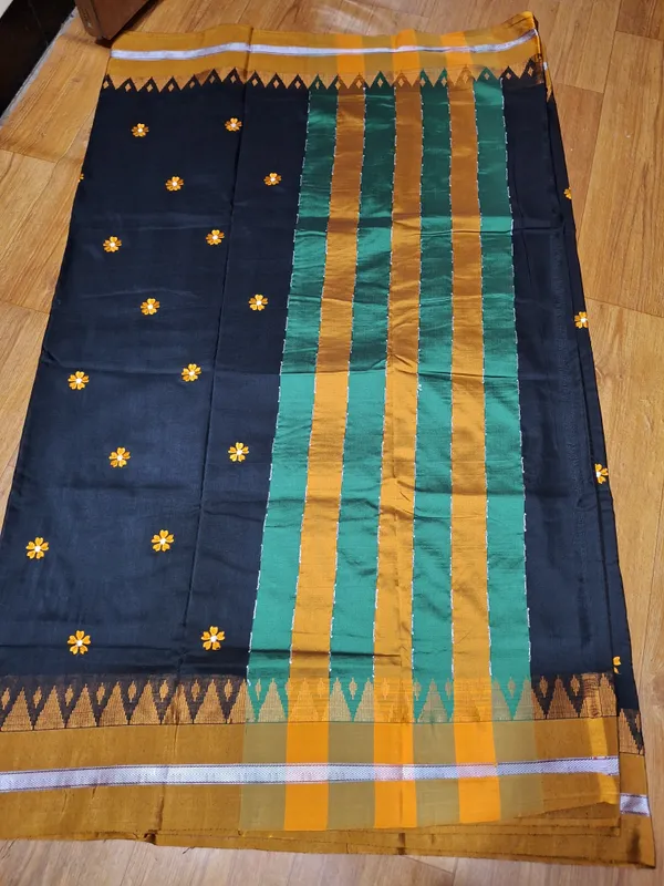 Deeksha_Cotton_|_Meenakashi_acralic_cotton_hand_embrodary_flowers_buttas_work_black_saree_for_women_-_Quality_product