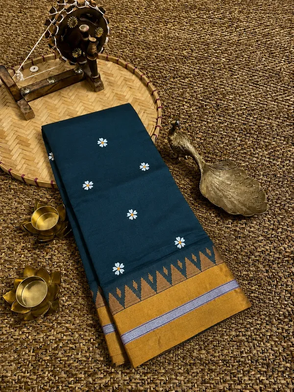 Deeksha_Cotton_|_Meenakshi_Teal_green_acralic_cotton_hand_embrodary_flowers_work_saree_for_women_-_Quality_product