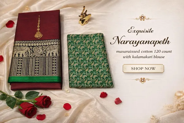 Maroon_Soundarya_Collection_Narayanpeth_CottonMasarasaised__Kalamkari_1_Meter_Matching_Blouse_Free_For_Women
