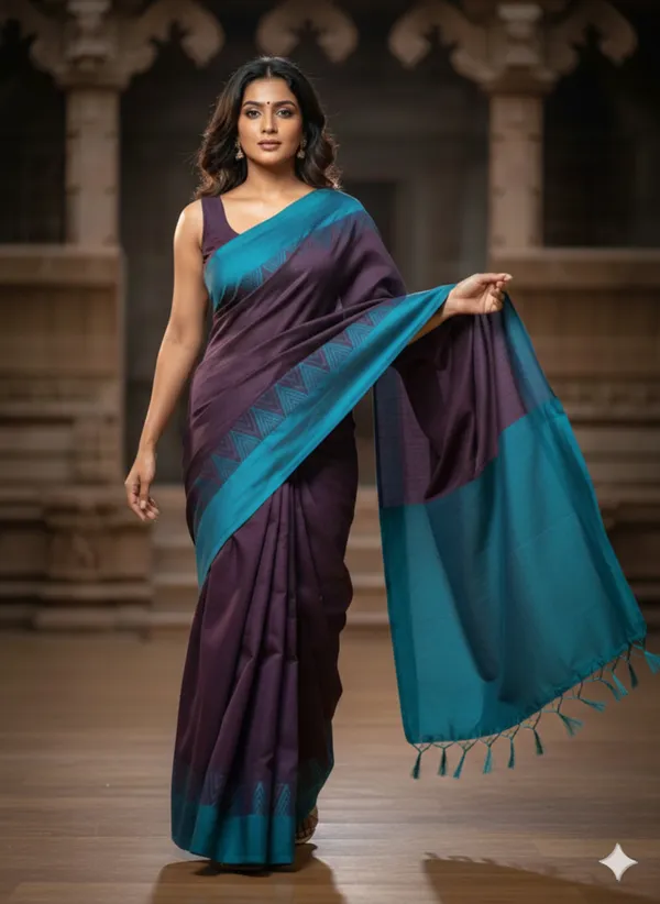 Brinjal_with_teal_venkatagiri_pure_cotton_saree.