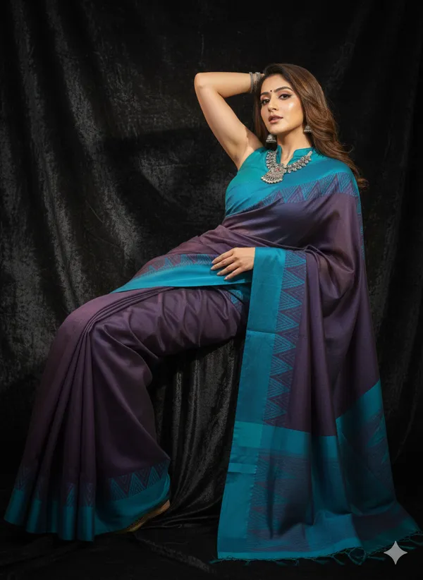 Brinjal_with_teal_venkatagiri_pure_cotton_saree.