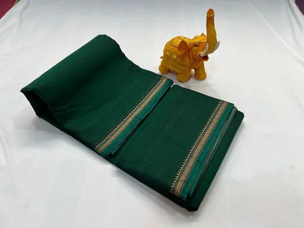 GOUTHAMI_-_Leaf_green_narayanpeth_cotton_masarasaised_saree_with_running_blouse.