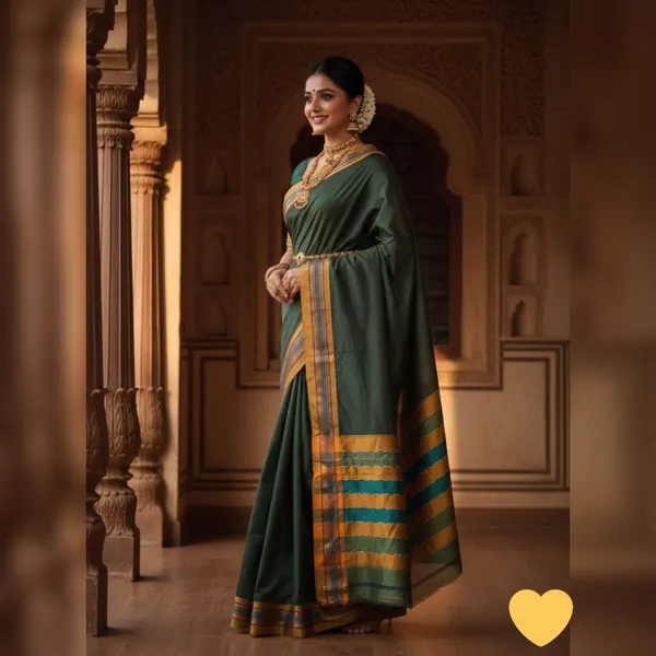 Moss_Mehandi_Sumati_Paras_Border_Cotton_Saree