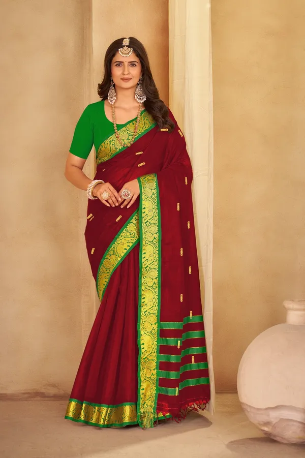 Maroon_komal_collection_pure_cotton_saree