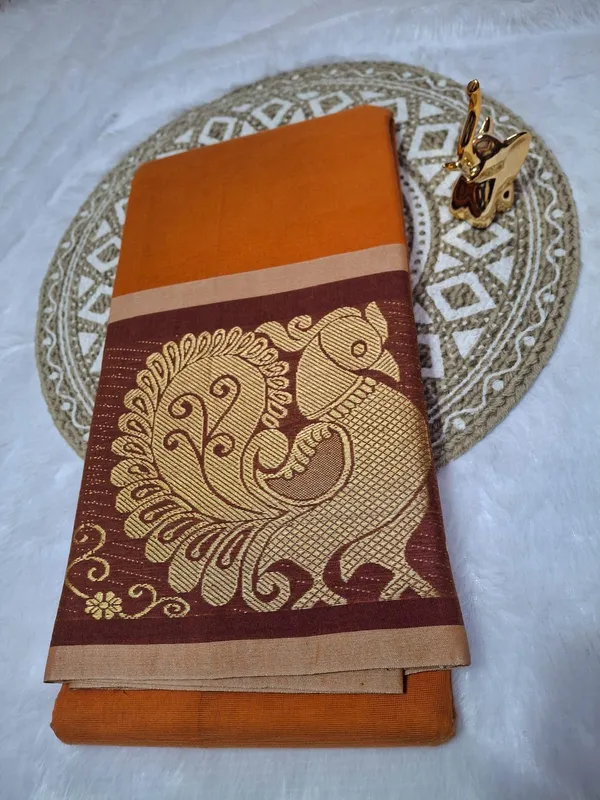 Musturd_Bown_Chettinadu_Pure_Cotton_With_Kalamkari_1_Meter_Blouse_Free_For_Women
