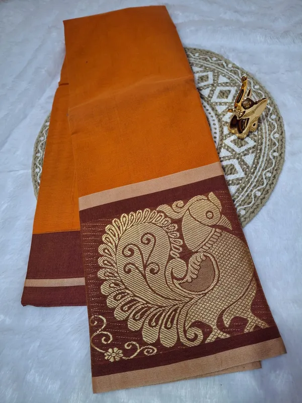 Musturd_Bown_Chettinadu_Pure_Cotton_With_Kalamkari_1_Meter_Blouse_Free_For_Women