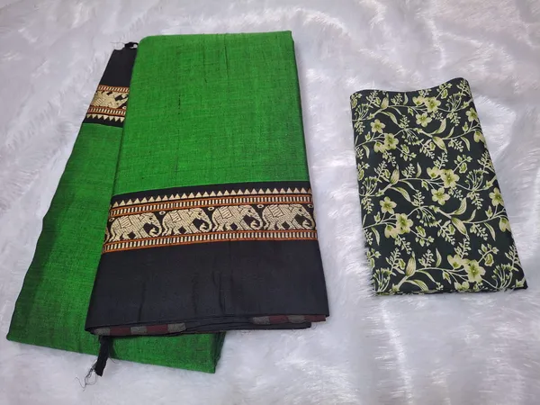 Paroot_Green_Samruddhi_Collection_Narayanpet_CottonMasarasaised__Saree_And_Kalamkari_1_Meter_Matching_Blouse_Free_For_Women
