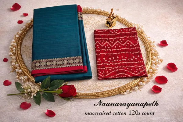 Peocock_Blue_Gopika_Narayanpet_CottonMasarasaised__And_Kalamkari_1_Meter_Matching_Blouse_Free_For_Women