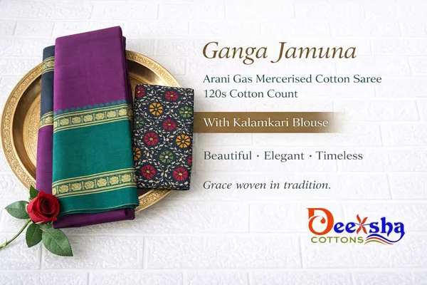 Purple_Mejenta_Ganga_-_Jamuna_Double_Colour_Bodder_Narayanpeth_Cotton_Arani_Gass_Masarasaised_Saree_With_Kalamakari_1_Meter_Free_For_Women