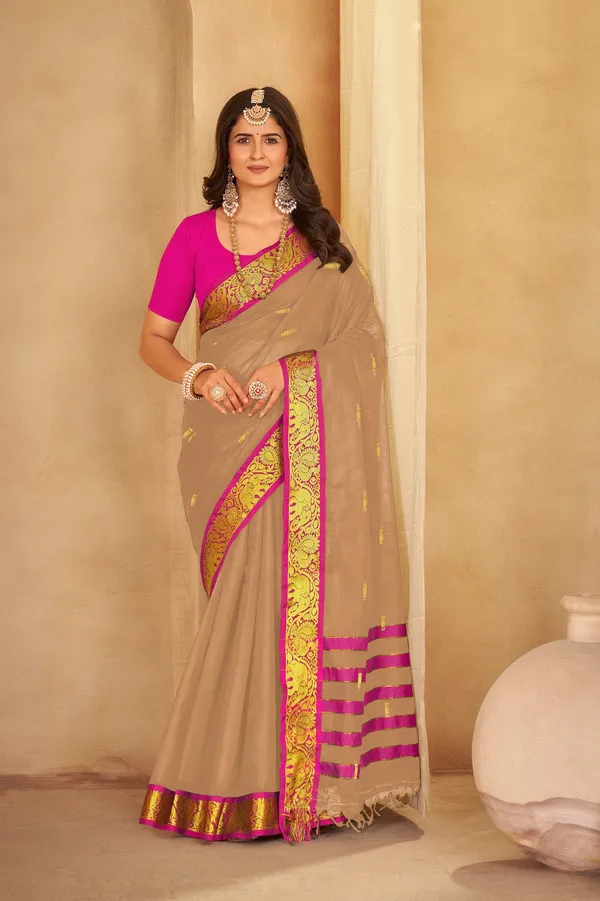 Beige_Komal_Collection_Pure_Cotton_Saree