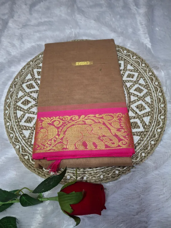 Beige_Komal_Collection_Pure_Cotton_Saree