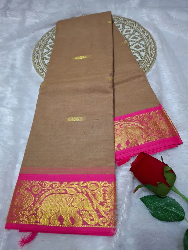 Beige_Komal_Collection_Pure_Cotton_Saree