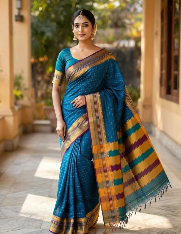 Rama_green_Ilakal_chadurang_chikki__star_plus_acralic_cotton_saree