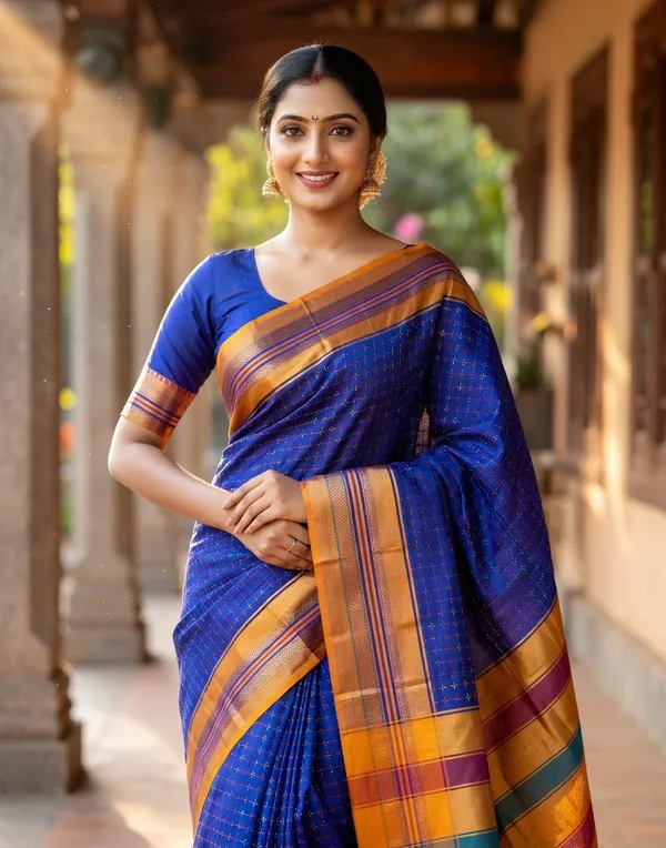 Rayal_blue_ilakal_cotton_acralik_chadurang_chikki_star_plus_saree