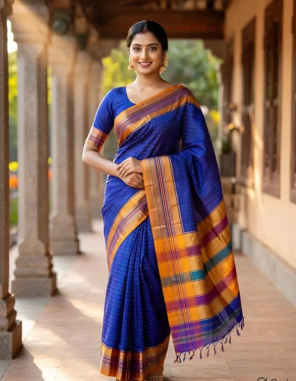 Rayal_blue_ilakal_cotton_acralik_chadurang_chikki_star_plus_saree