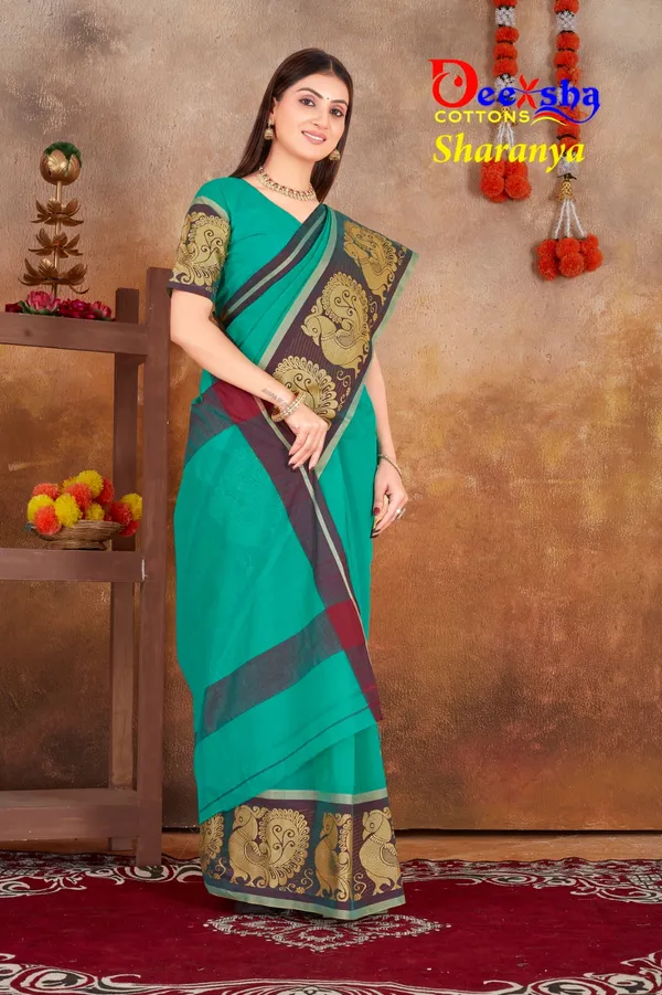 Rexona_Green_Chettinadu_Cotton_With_Kalamkari_1_Meter_Blouse_Free_For_Women