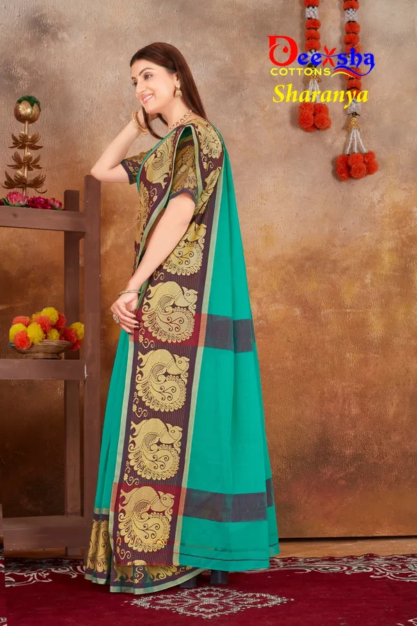 Rexona_Green_Chettinadu_Cotton_With_Kalamkari_1_Meter_Blouse_Free_For_Women