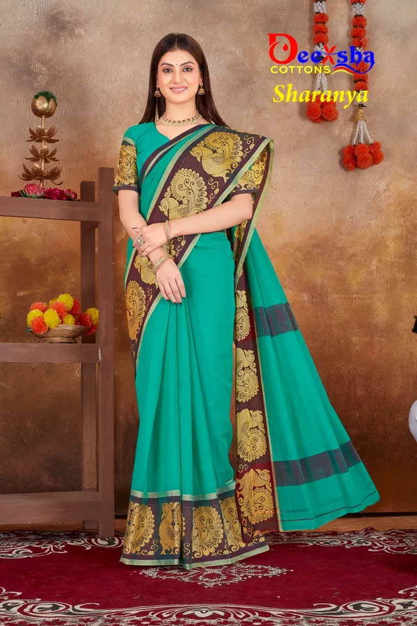 Rexona_Green_Chettinadu_Cotton_With_Kalamkari_1_Meter_Blouse_Free_For_Women