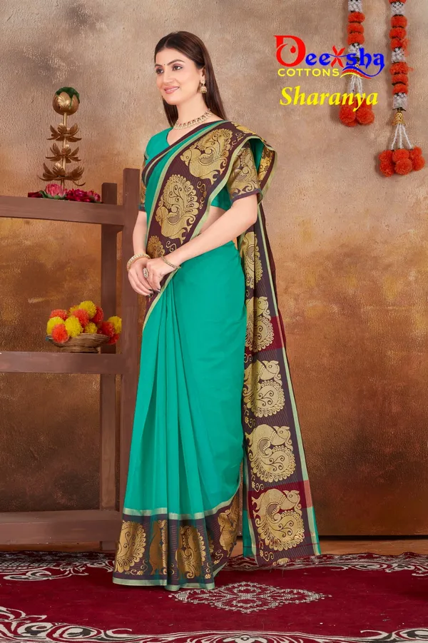 Rexona_Green_Chettinadu_Cotton_With_Kalamkari_1_Meter_Blouse_Free_For_Women