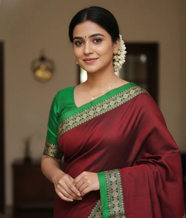 Maroon_Gopika_Narayanpet_CottonMasarasaised__With_Kalamkari_1_Meter_Matching_Blouse_Free_For_Women