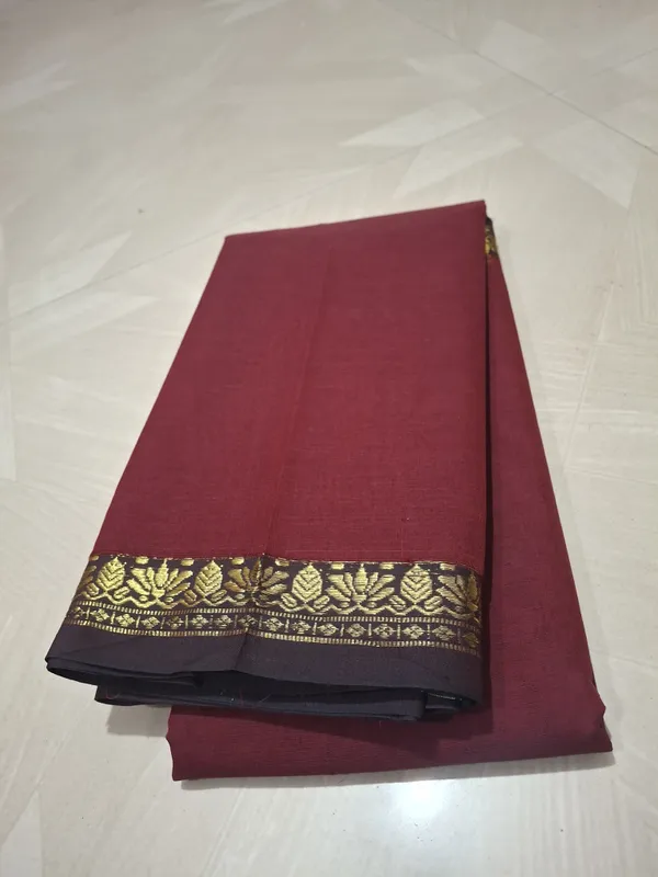 Tulasi_Saree_–_Dark_Maroon__Pure_Chettinadu_Cotton_Saree_with_Running_Blouse