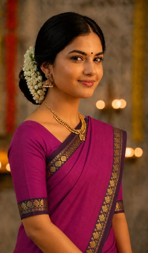Tulasi_Saree_–_Dark_Rani__Pure_Chettinadu_Cotton_Saree_with_Running_Blouse