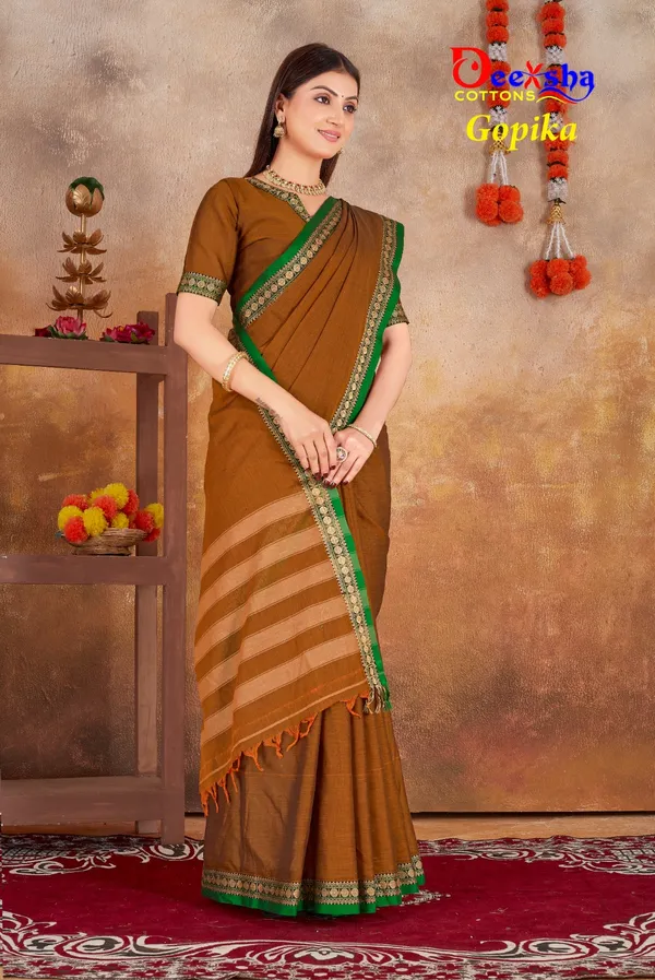 Wooden_Brown_Gopika_Narayanpet_Cotton_Masarasaised__And_Kalamkari_1_Meter_Matching_Blouse_Free_For_Women