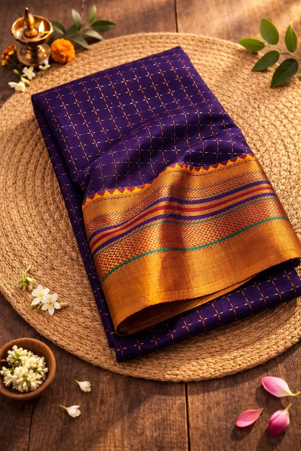 Violet_Blue_Ilkal_Cotton_Chadurang_Chikki_Star_Plus_Saree