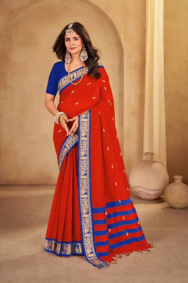 Orange_Sindoor_Collection_Pure_Cotton_Saree