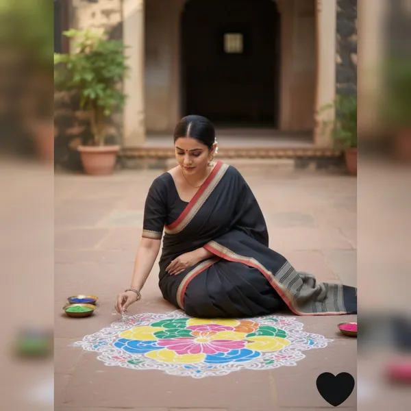 Black_Gouthami_NarayanpethMasarasaised__Cotton_Saree_Wiith_Kalamkari_Blouse_1_Meter_Free_For_Women