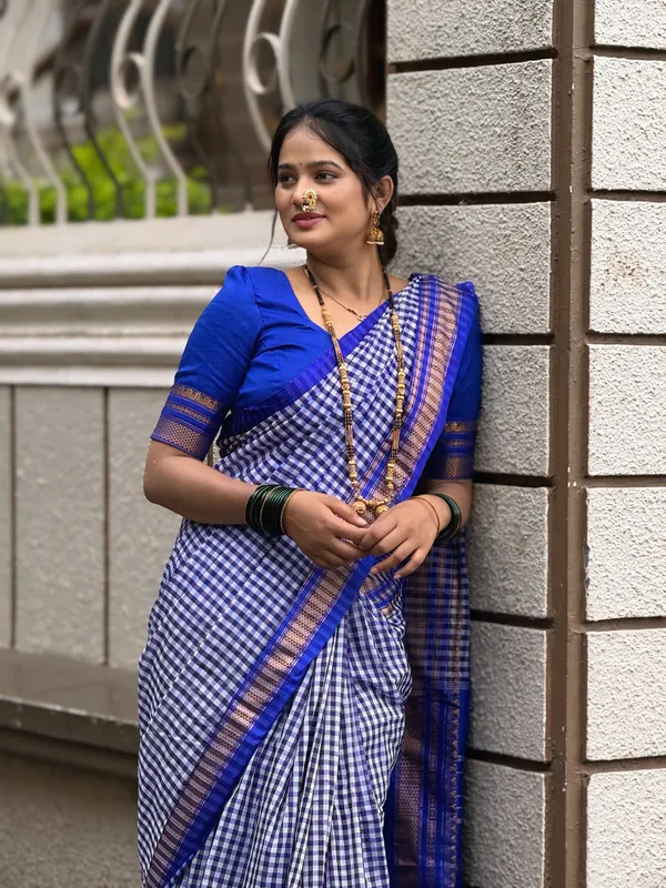 Small_Check_Cotton_Silk_Saree_Tope_Teni_Pallu_-_Original_Quality