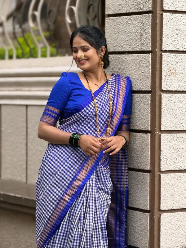 Small_Check_Cotton_Silk_Saree_Tope_Teni_Pallu_-_Original_Quality