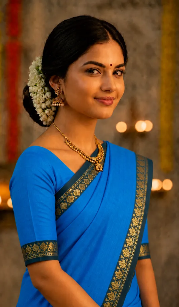 Tulasi_-_Chettindu_pure_cotton_saree_dark_ananda_with_jari_border_with_running_blouse_saree.