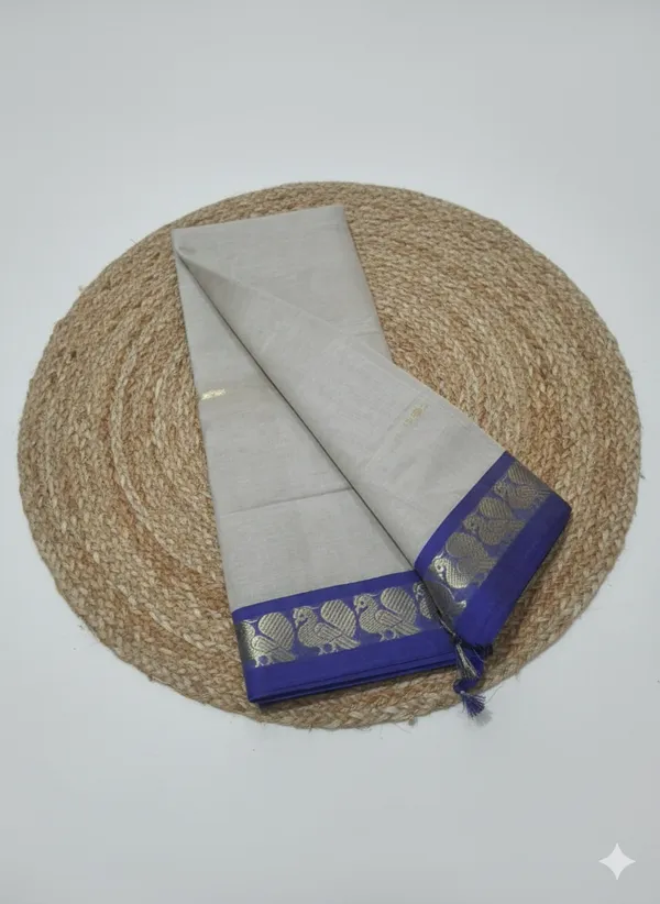 Beige_cream_with_Violet_border_pure_cotton_saree