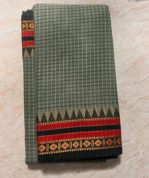 Pista_green_narayanpeth_cotton_masarasaised_saree_with_Checks