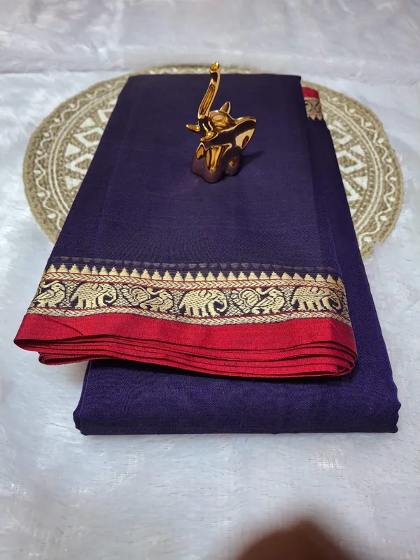 Violet_Blue_Aragini_NarayanpethMasarasaised__Cotton_Saree_With_Kalamakari_1_Meter_Blouse_Free_For_Women